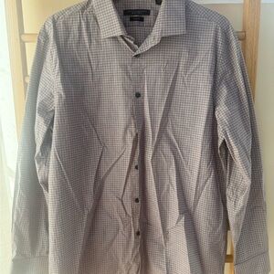 John Varvatos Men's Black and White Checkered Shirt